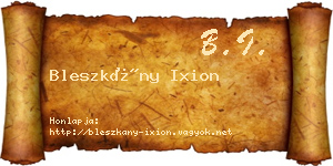 Bleszkány Ixion névjegykártya